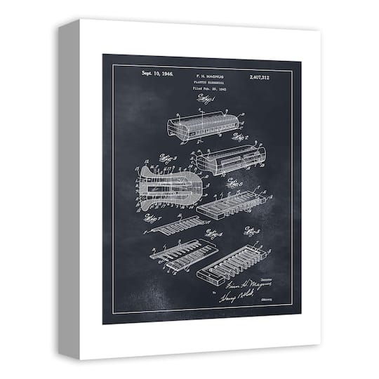 Plastic Harmonica Patent 12" x 16" Canvas Wall Art